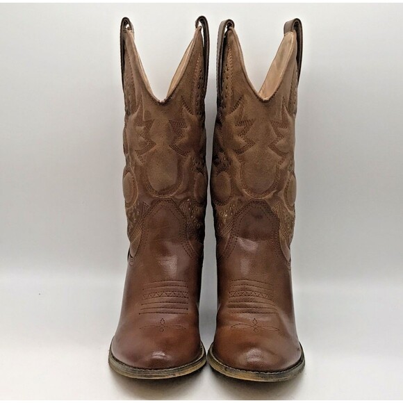 Very Volatile Denver Cowboy Boots Women's 9 Brown Studded Western Heeled Boot - Picture 2 of 13